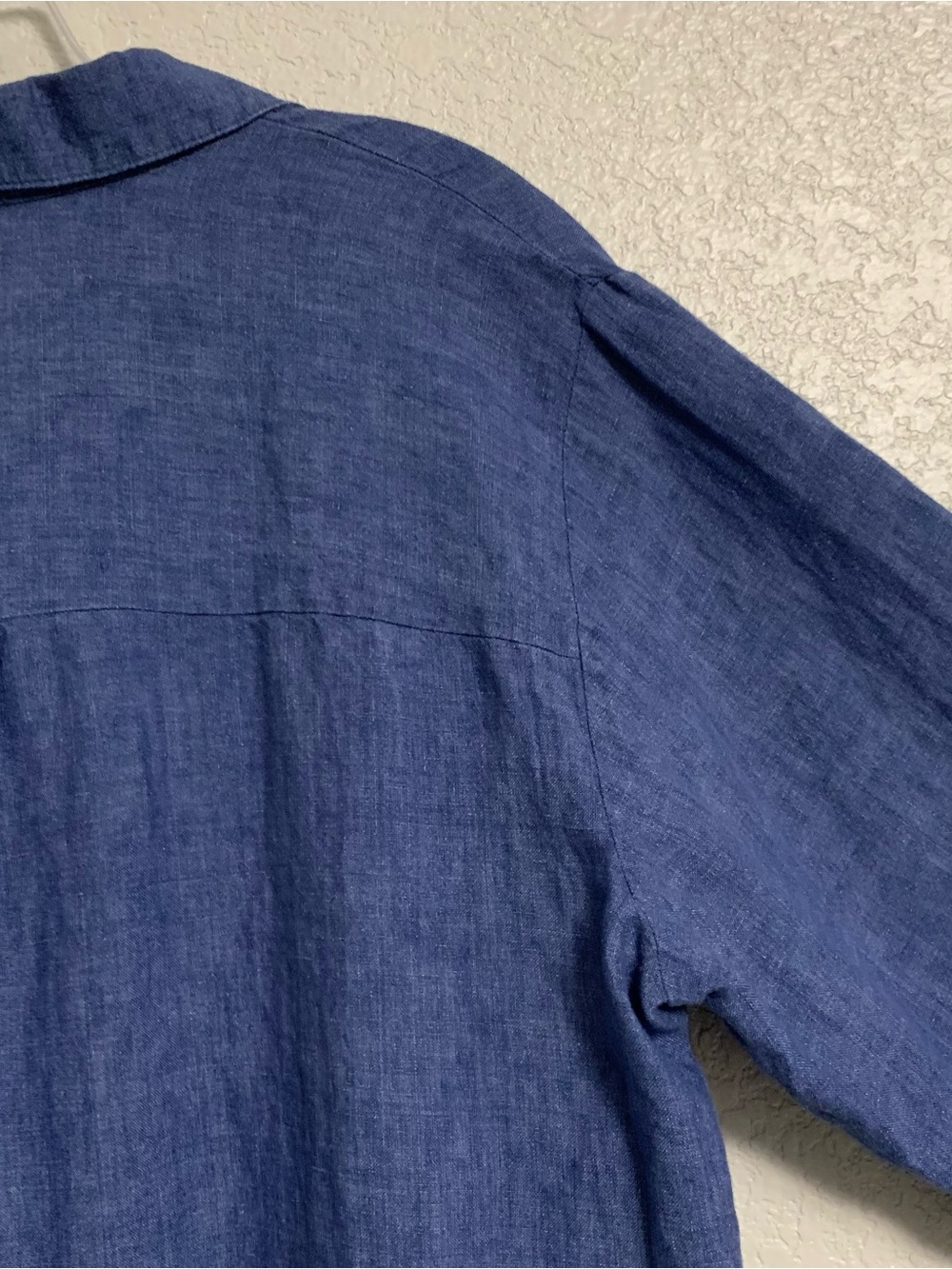 Eileen Fisher Linen Shirt Top Womens 1X Organic Linen Delave Classic Collar Blue - Picture 11 of 16